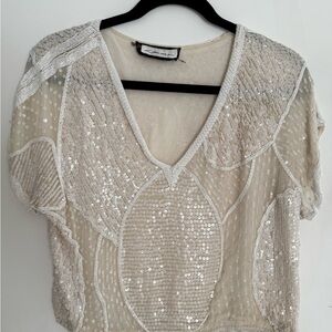Lillie Rubin Vintage Sequin V-Neck Blouse